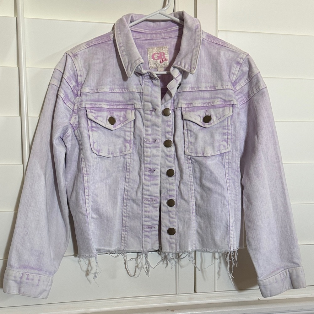 GB Girls Light Purple Jean Jacket with Frayed bottom